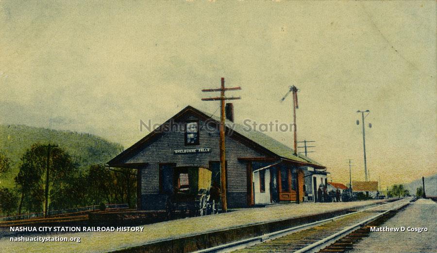 Postcard Boston & Maine Station, Shelburne Falls, Massachusetts Railroad History
