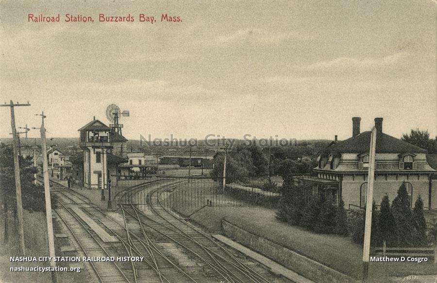 Postcard Railroad Station, Buzzards Bay, Massachusetts Railroad History