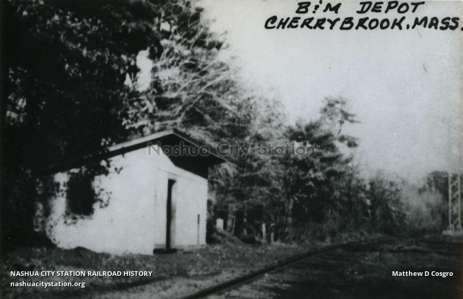 Postcard Boston & Maine Depot, Cherry Brook, Massachusetts Railroad