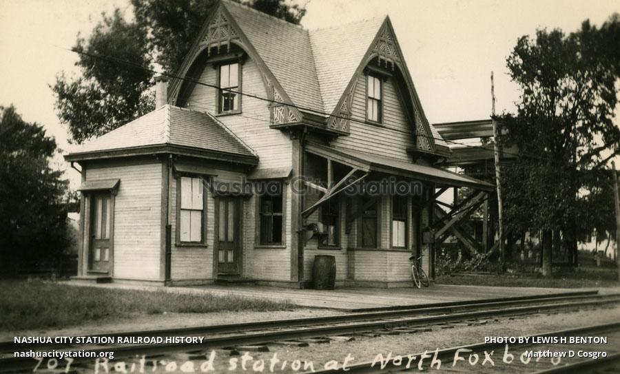 Postcard Railroad Station at North Foxboro Railroad History