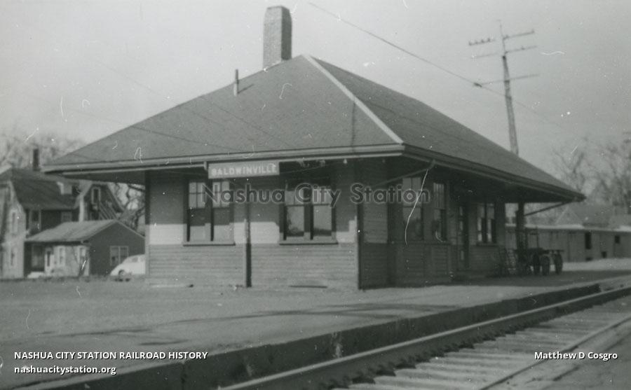 Postcard Boston & Maine Railroad Station, Baldwinville, Massachusetts Railroad History