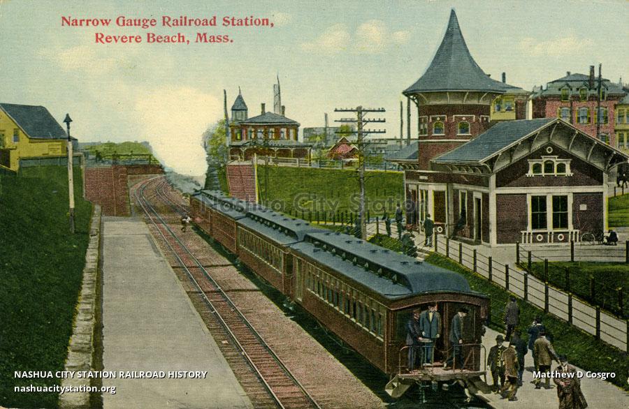 Postcard Narrow Gauge Railroad Station, Revere Beach, Massachusetts