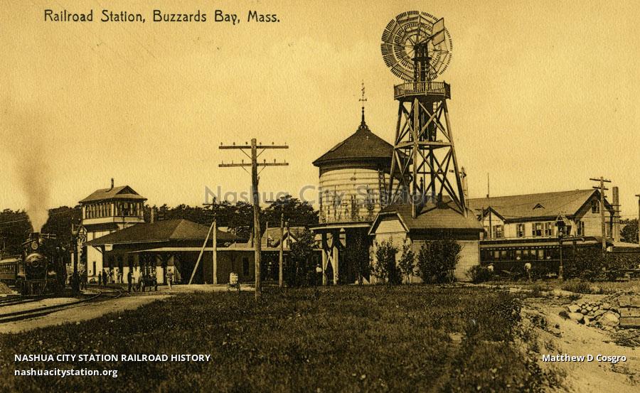 Postcard Railroad Station, Buzzards Bay, Massachusetts Railroad History