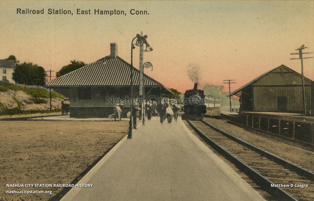 Postcard Railroad Station, East Hampton, Connecticut Railroad History
