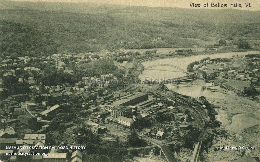Postcard View of Bellows Falls, Vermont Railroad History