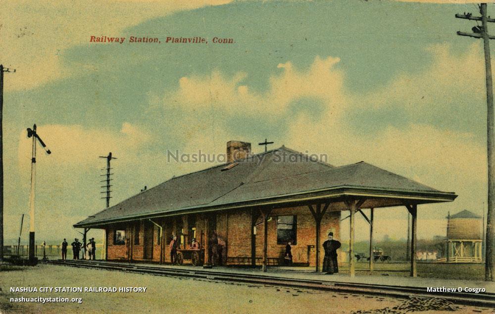 Postcard Railway Station, Plainville, Connecticut Railroad History