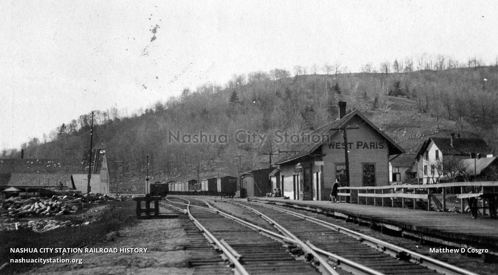 Postcard Railroad Station, West Paris, Maine Railroad History
