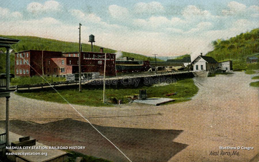 Postcard West Paris, Maine Railroad History