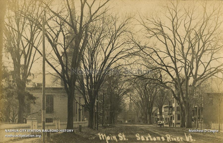 Postcard Main Street Saxtons River, Vermont Railroad History