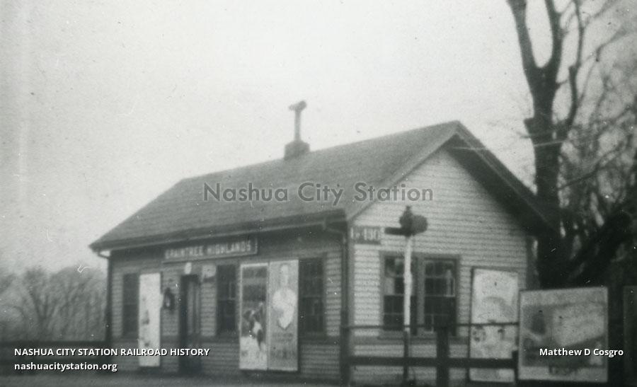 Postcard Railroad Station, Braintree Highlands, Massachusetts