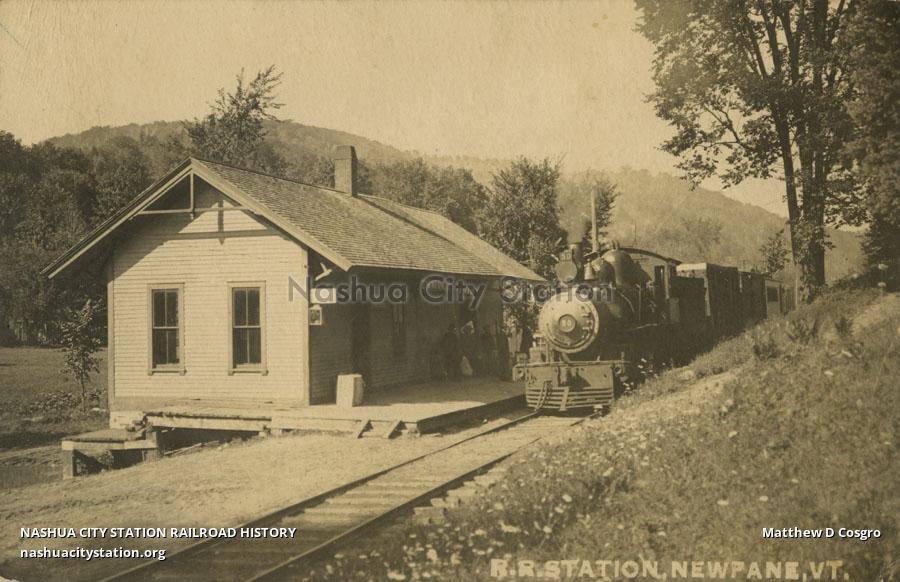 Postcard Railroad Station, Newfane, Vermont Railroad History