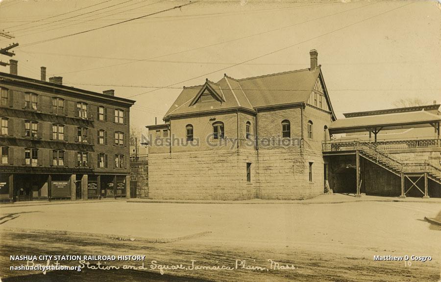 Postcard Boylston Station and Square, Jamaica Plain, Massachusetts