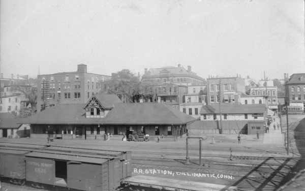 Postcard Railroad Station, Willimantic, Connecticut Railroad History