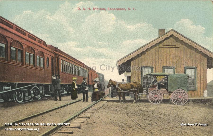 Postcard Delaware & Hudson Station, Esperance, New York Railroad History