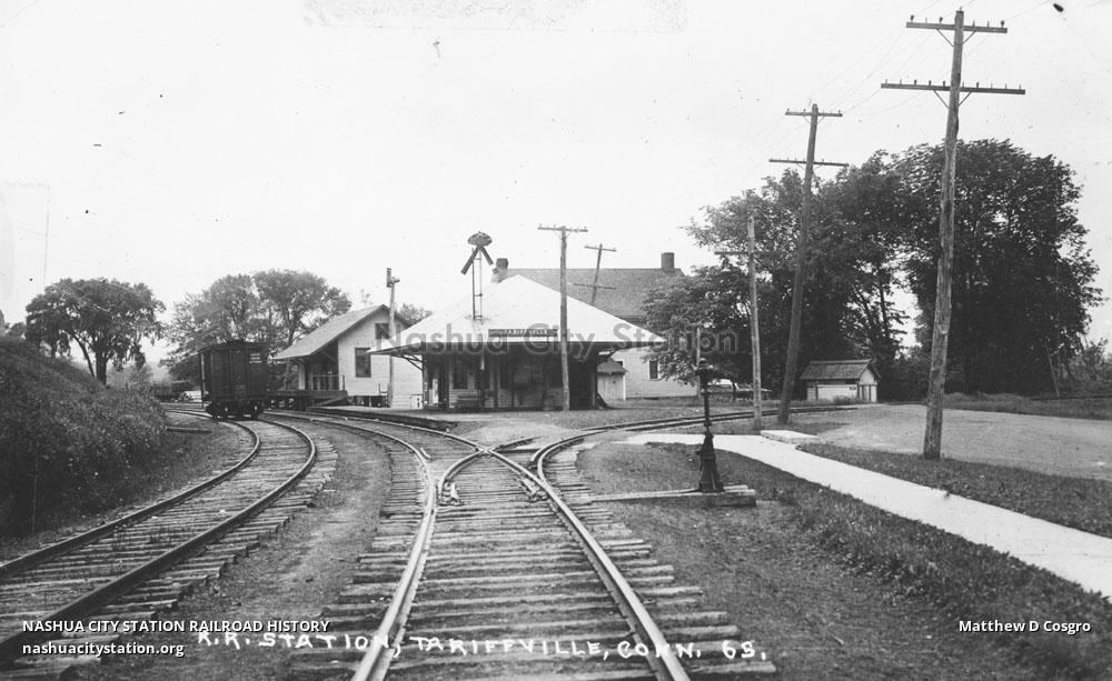 Postcard Railroad Station, Tariffville, Connecticut Railroad History