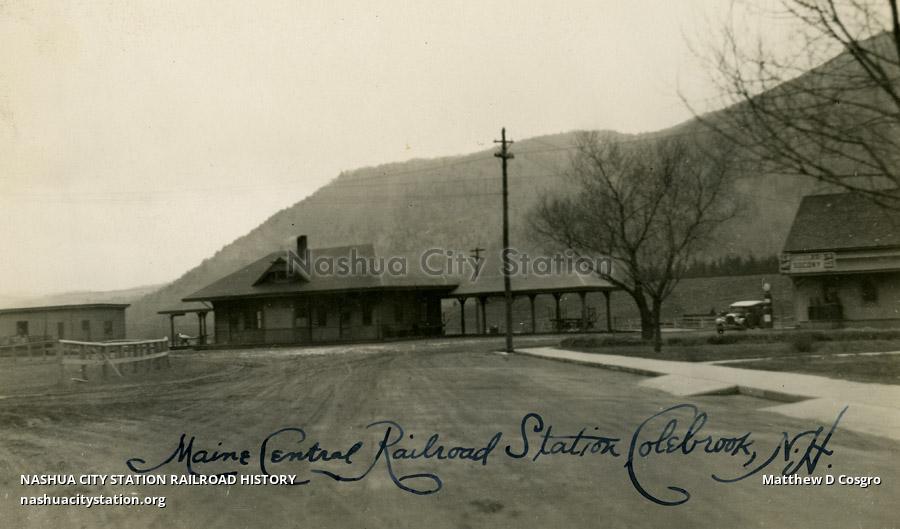 Postcard Maine Central Railroad Station Colebrook, New Hampshire