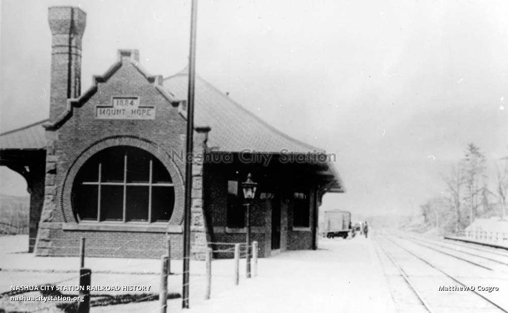 Postcard Railroad Station, Mount Hope, Massachusetts Railroad History