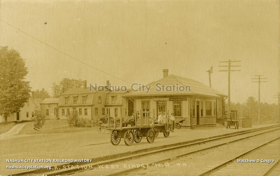 Postcard Railroad Station, West Rindge, New Hampshire Railroad History