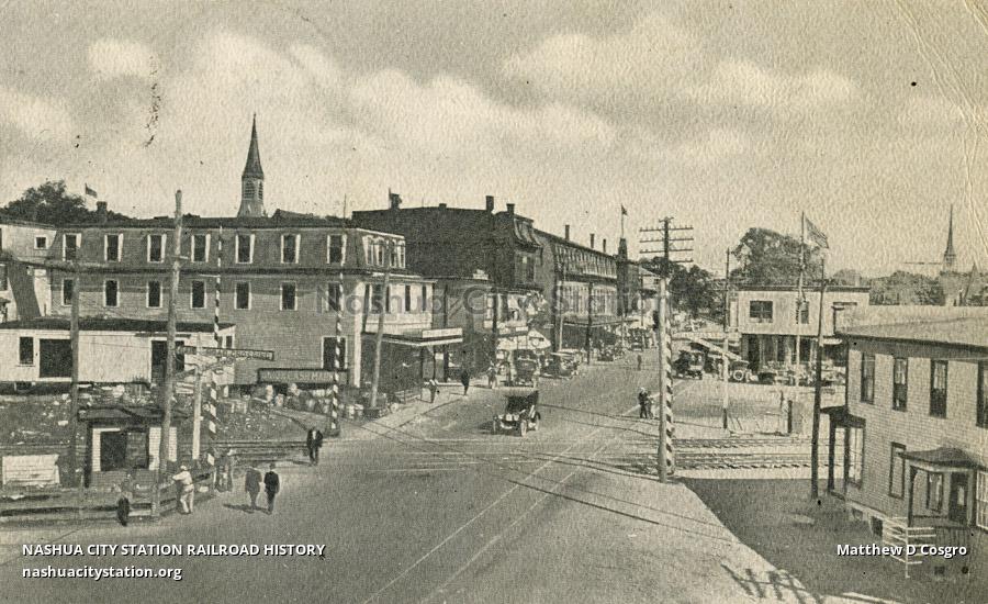 Postcard Main Street, Looking East, Ayer, Massachusetts Railroad History