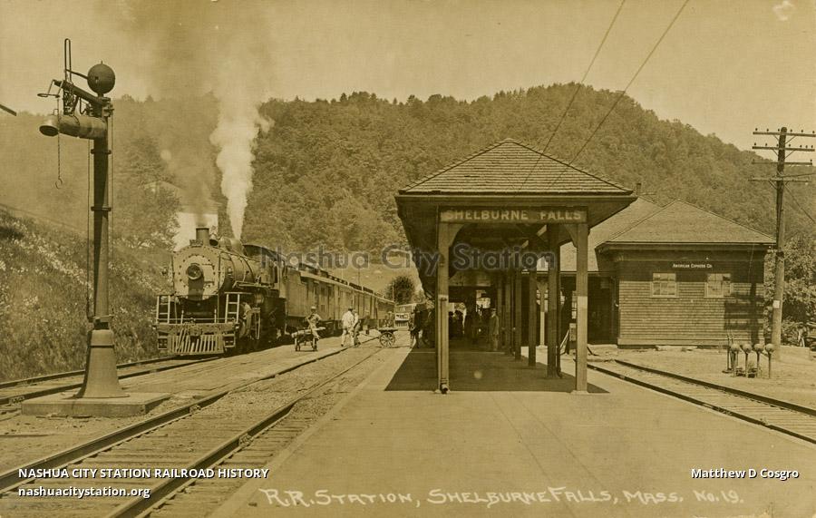 Postcard Railroad Station, Shelburne Falls, Massachusetts Railroad History