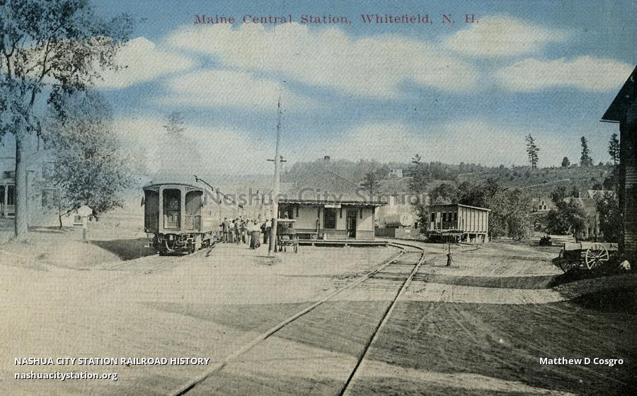 Postcard Maine Central Station, Whitefield, New Hampshire Railroad History