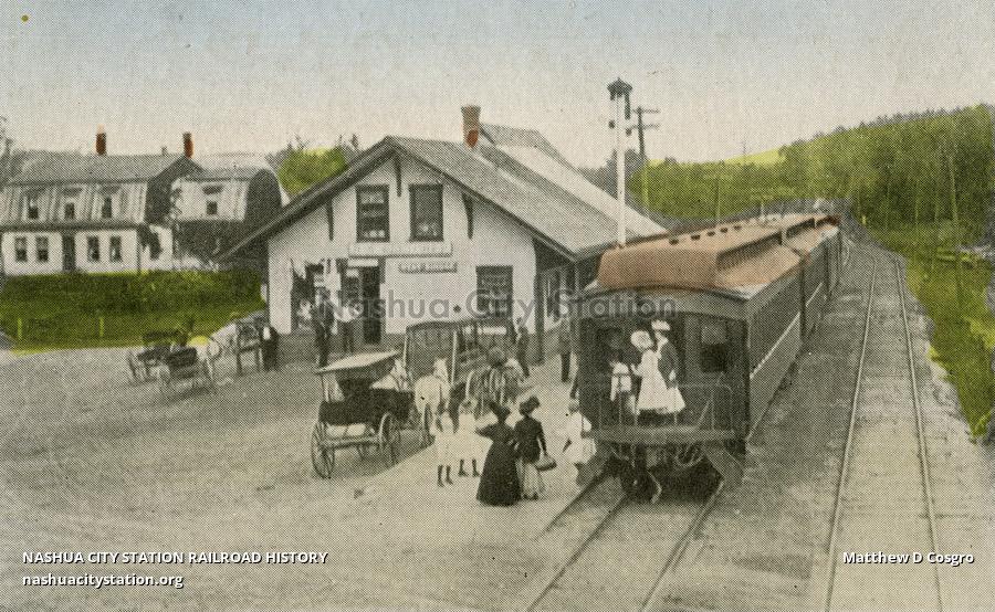Postcard Railroad Station, West Rindge, New Hampshire Railroad History