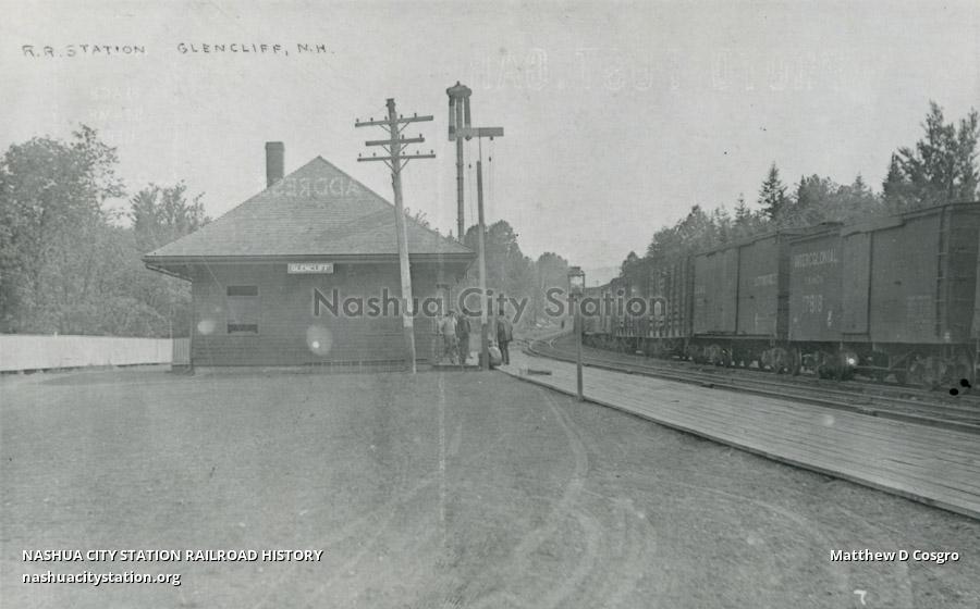 Postcard Railroad Station, Glencliff, New Hampshire Railroad History