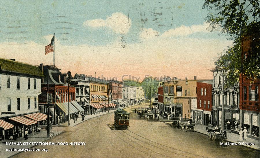 Postcard Main Street, Looking South from Bank Square, Laconia, New