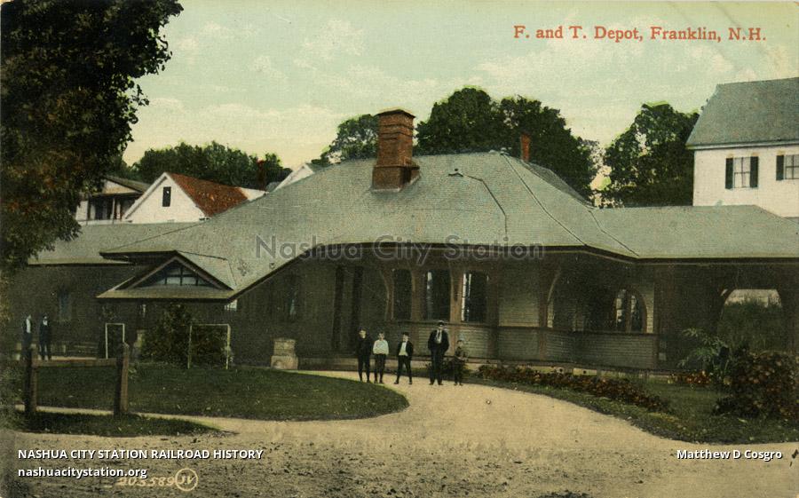 Postcard Franklin & Tilton Depot, Franklin, New Hampshire Railroad