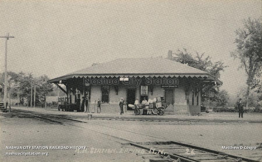 Postcard Railroad Station, Epping, New Hampshire Railroad History