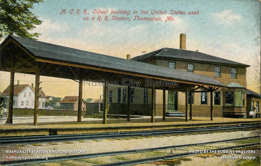 Postcard Maine Central Railroad, Thomaston, Maine Railroad History