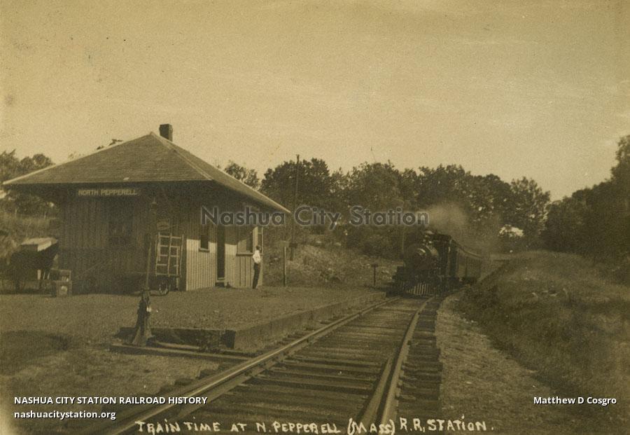 Postcard Train Time at North Pepperell (Massachusetts) Railroad