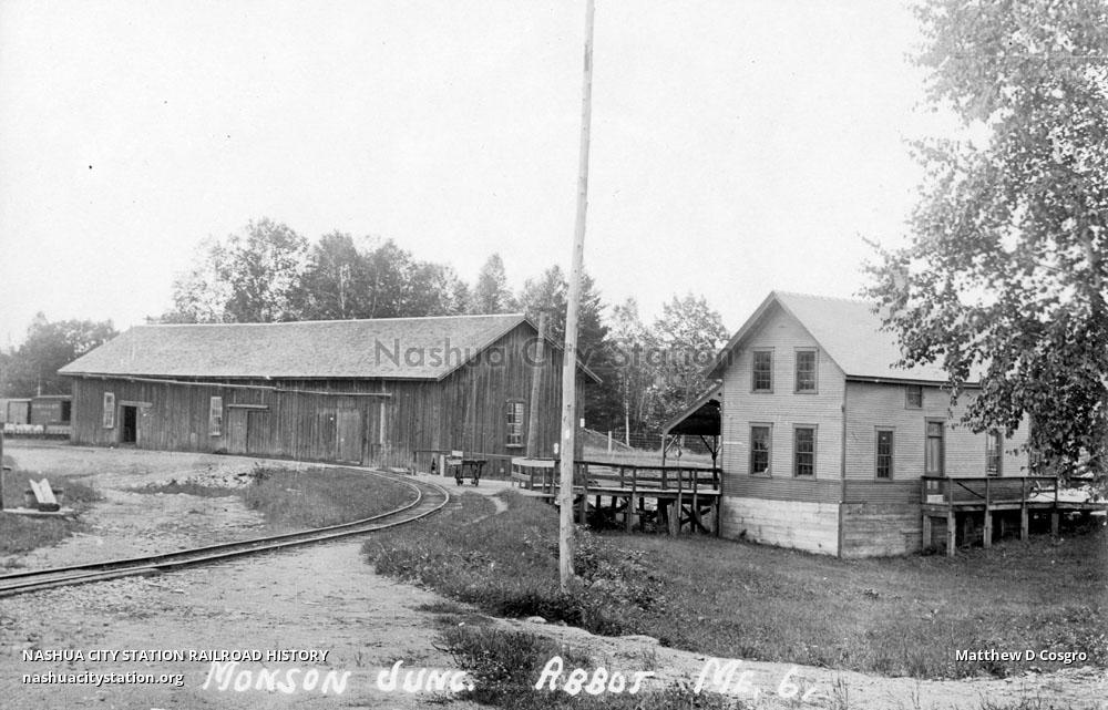 Postcard Monson Junction, Abbot, Maine Railroad History