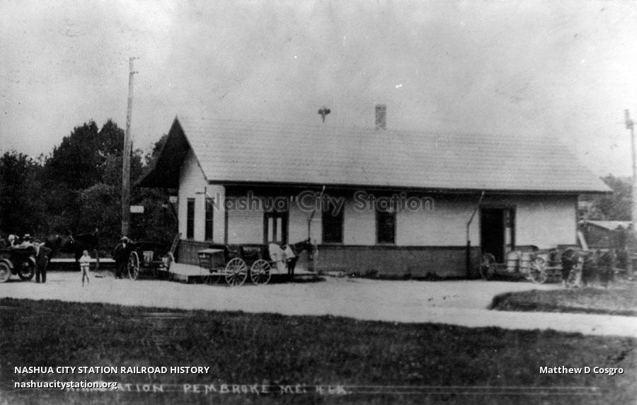 Postcard Railroad Station, Pembroke, Maine Railroad History