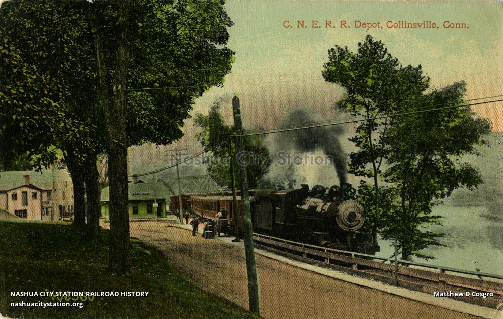 Postcard Central New England Railroad Depot, Collinsville, Connecticut