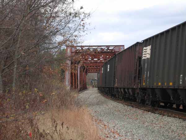 Unit coal train NHB72 heads north through Moore's Crossing