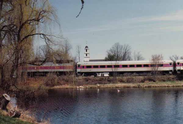 A Railroad Enthusiasts trip passing through the center of Milford
