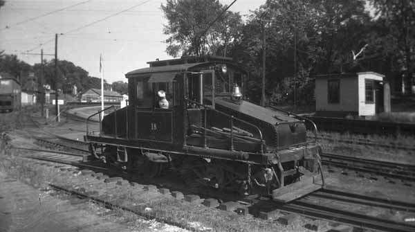 Claremont Railway locomotive #18 moving about the Boston & Maine Railroad's yard