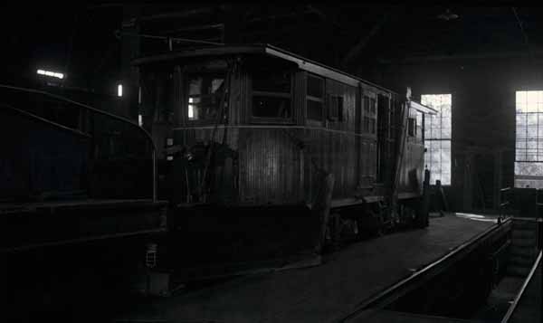 Claremont Railway snowplow #11 in the Lafayette Street carbarn