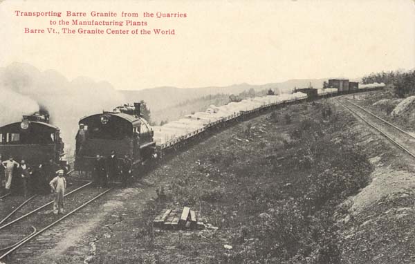 Transporting Barre Granite from the Quarries to the Manufacturing Plants, Barre, Vermont. The Granite Center of the World.