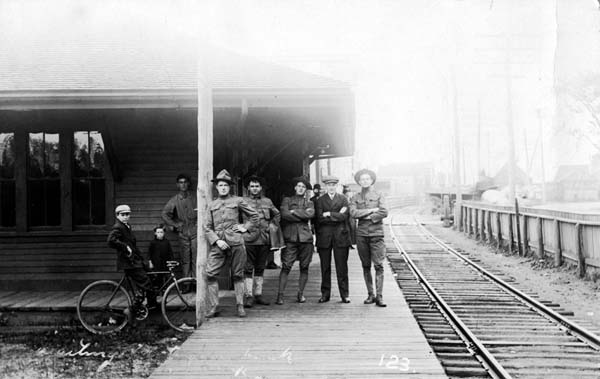 Waiting for train back to camp