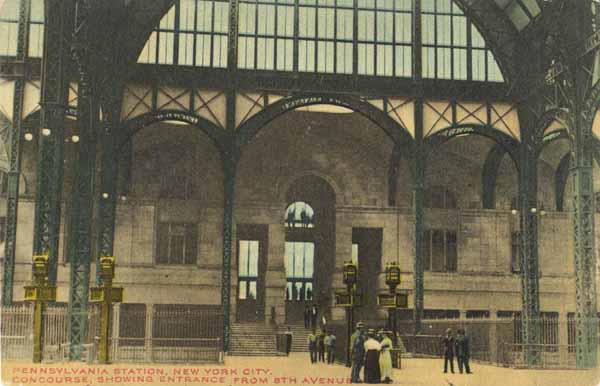 Pennsylvania Station, New York City, Concourse, showing entrance from 8th Avenue