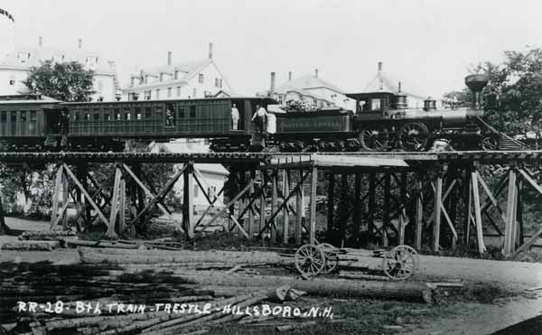 Boston & Lowell Railroad train - trestle - Hillsboro, New Hampshire