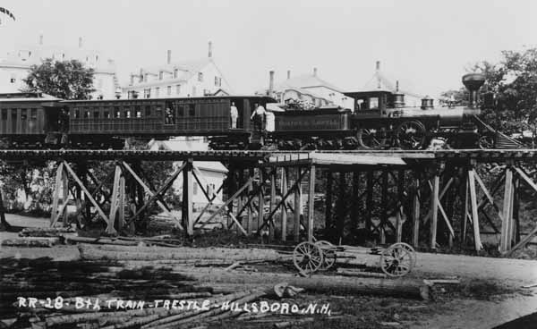 Boston & Lowell Train on Trestle, Hillsboro, New Hampshire