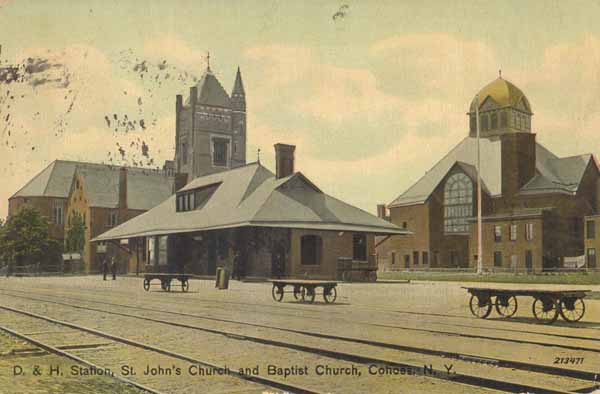 Delaware & Hudson Station, St. John's Church and Baptist Church, Cohoes, New York