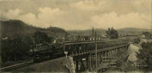 Montreal & Boston Fast Express Crossing the New Steel Bridge at Woodsville, New Hampshire