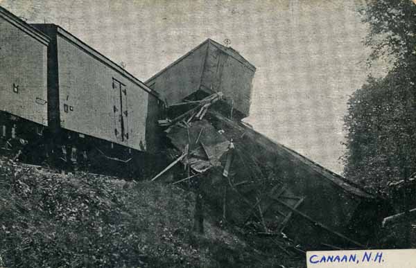 Showing Wreck Near End of Freight Train