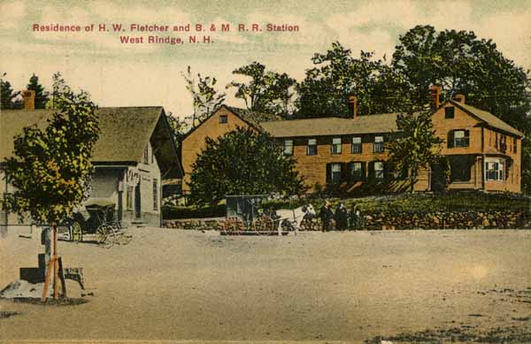 Residence of H. W. Fletcher and Boston & Maine Railroad Station, West Rindge, New Hampshire