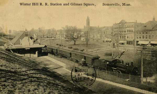 Winter Hill Railroad Station and Gilman Square, Somerville, Massachusetts