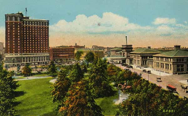 Depot Park, Showing Union Station and Providence Biltmore Hotel, Providence, Rhode Island
